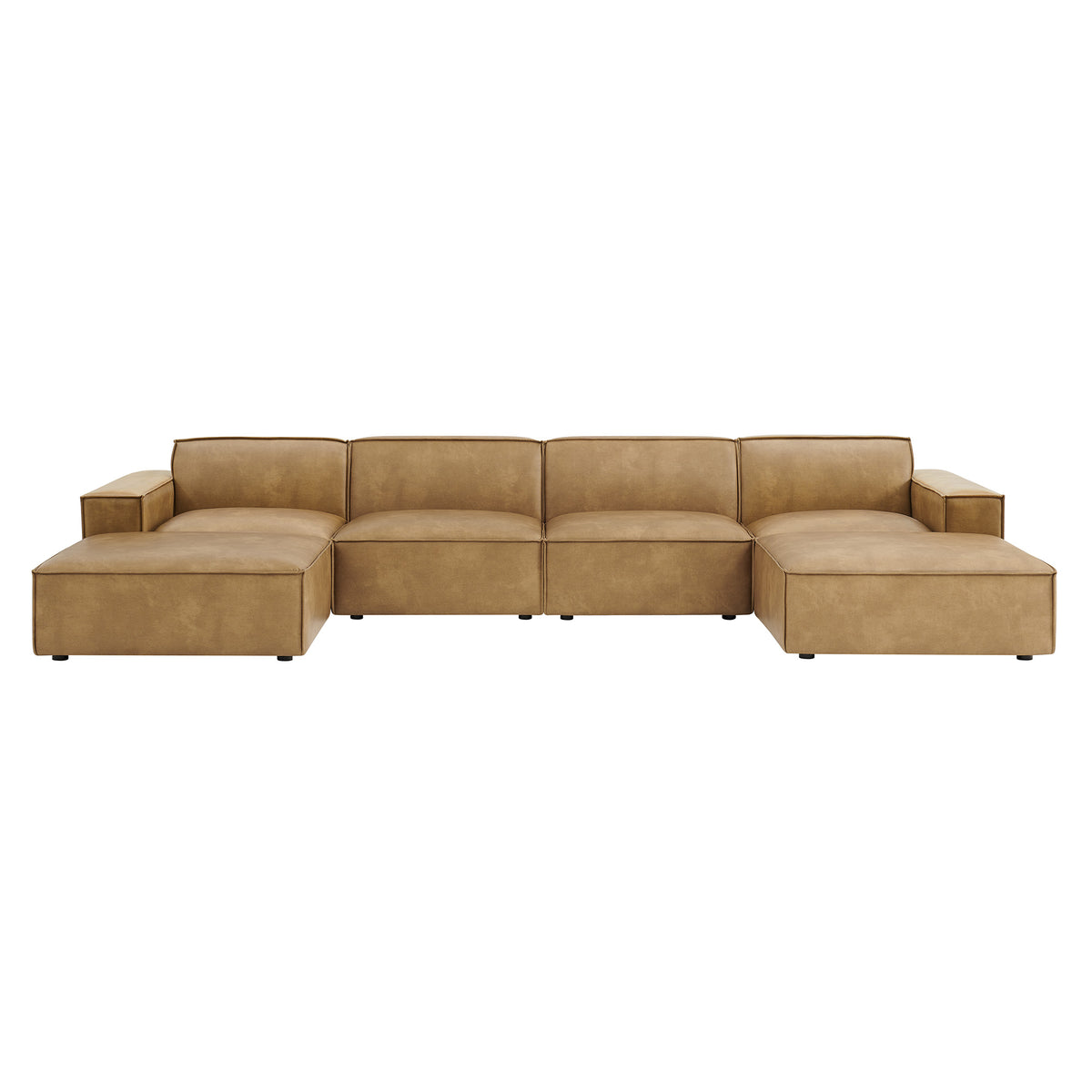 Atlas 6-Piece Vegan Leather Modular Sectional Sofa in Toast