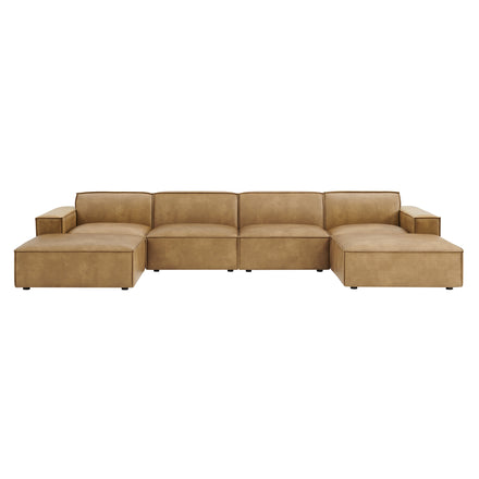 Restore 6-Piece Vegan Leather Modular Sectional Sofa in Toast