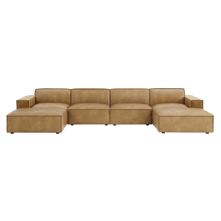 Atlas 6-Piece Vegan Leather Modular Sectional Sofa in Toast