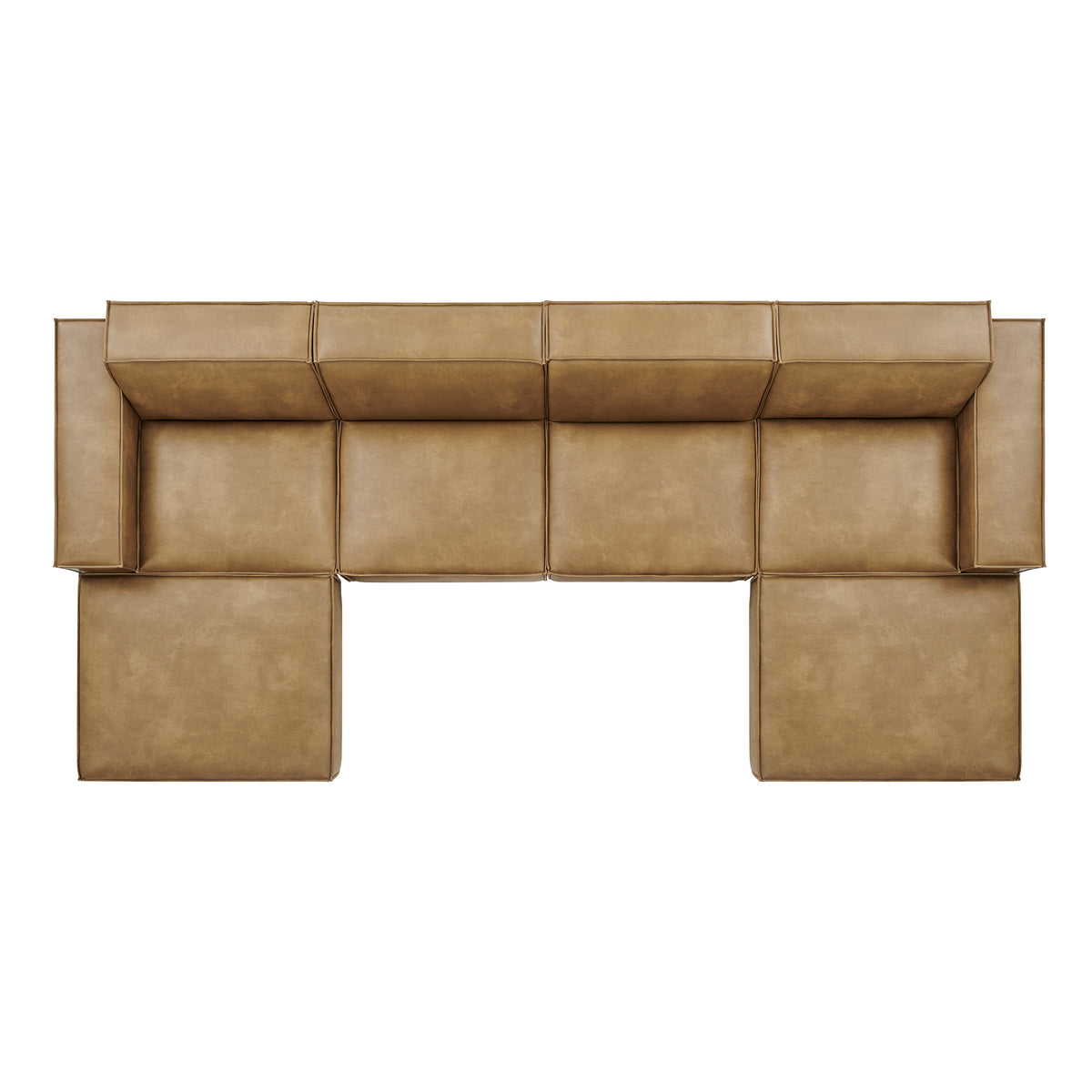 Atlas 6-Piece Vegan Leather Modular Sectional Sofa in Toast