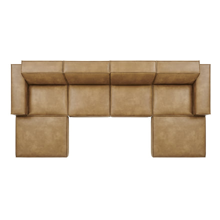 Restore 6-Piece Vegan Leather Modular Sectional Sofa in Toast