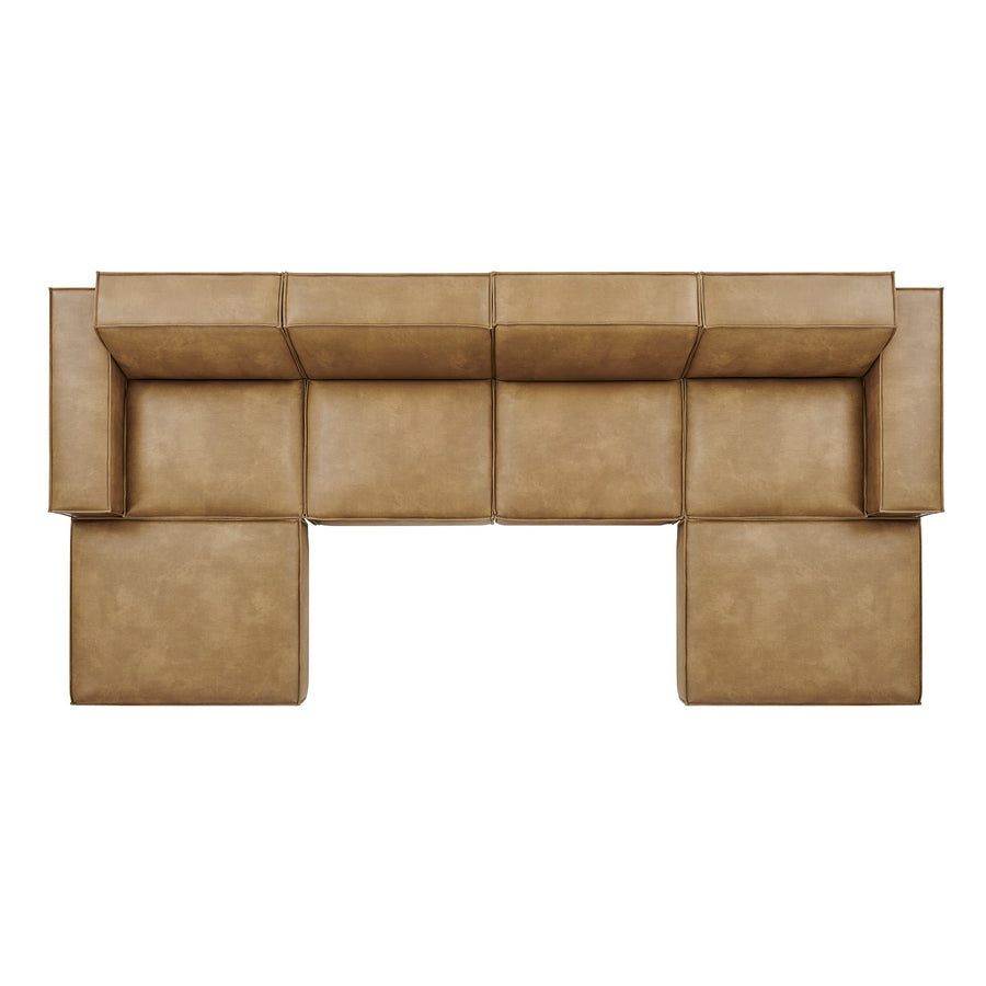 Atlas 6-Piece Vegan Leather Modular Sectional Sofa in Toast