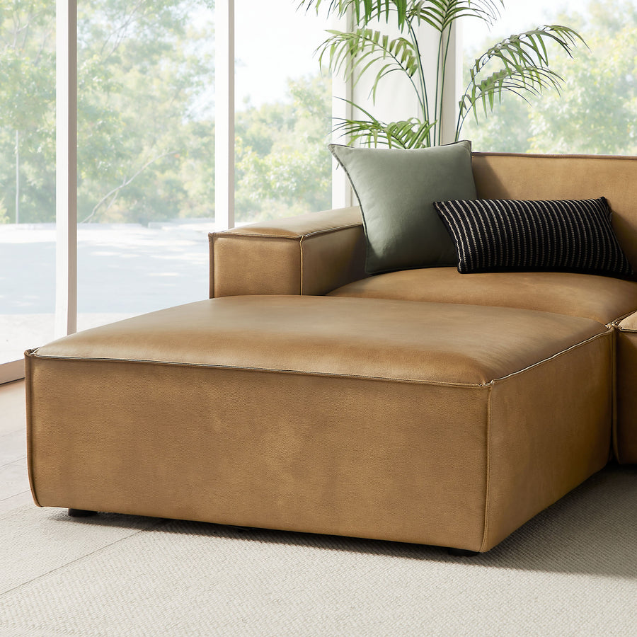 Atlas 6-Piece Vegan Leather Modular Sectional Sofa in Toast