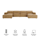 Atlas 6-Piece Vegan Leather Modular Sectional Sofa in Toast