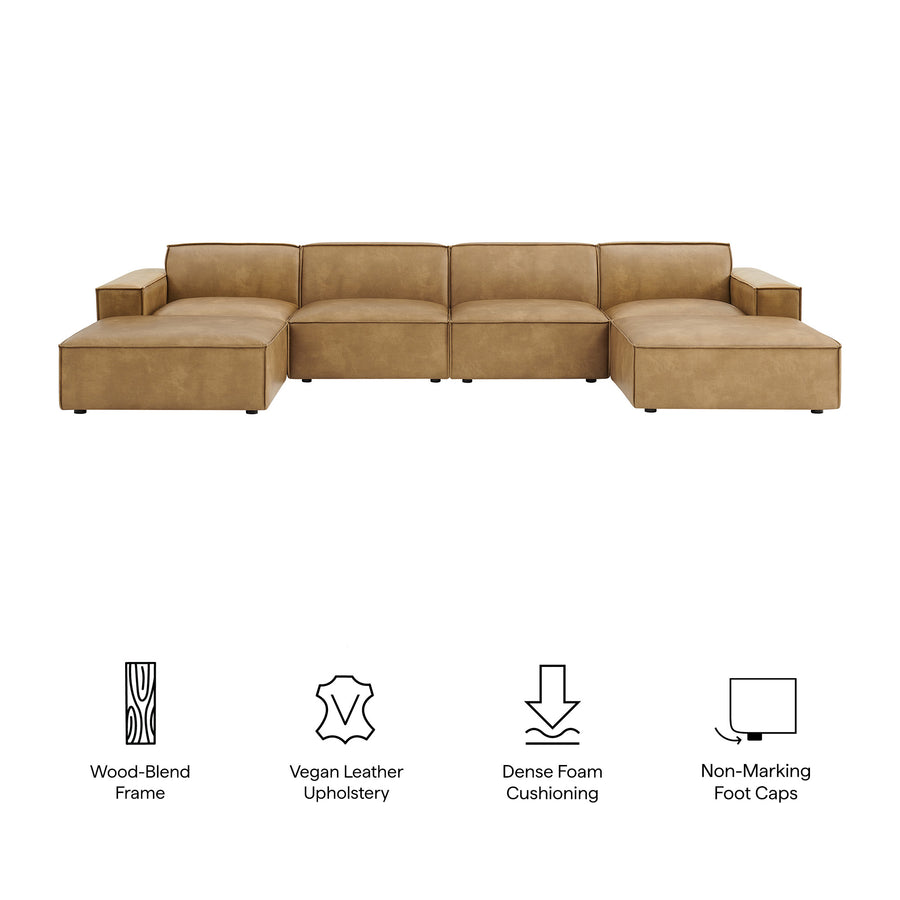 Atlas 6-Piece Vegan Leather Modular Sectional Sofa in Toast