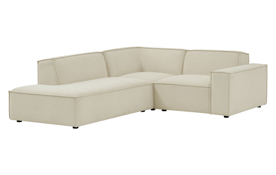 Atlas 3-Piece Performance Fabric Upholstered Modular L-Shaped Sectional Sofa in Ecru