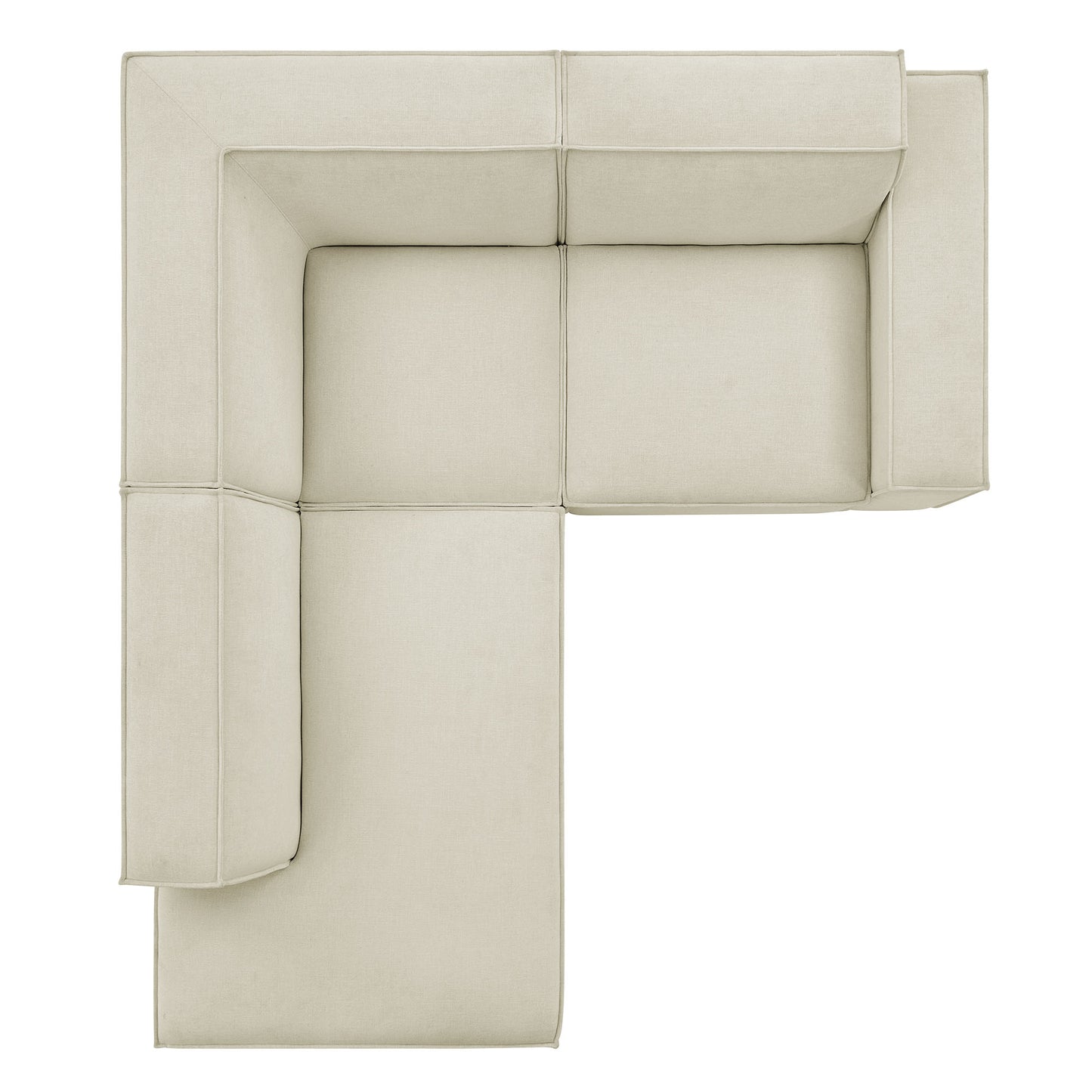 Atlas 3-Piece Performance Fabric Upholstered Modular L-Shaped Sectional Sofa in Ecru