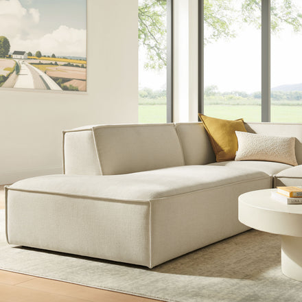 Restore 3-Piece Performance Fabric Upholstered Modular L-Shaped Sectional Sofa in Ecru