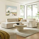 Atlas 3-Piece Performance Fabric Upholstered Modular L-Shaped Sectional Sofa in Ecru