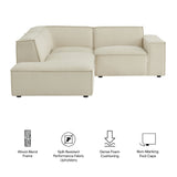 Atlas 3-Piece Performance Fabric Upholstered Modular L-Shaped Sectional Sofa in Ecru