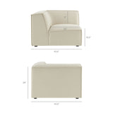 Atlas 3-Piece Performance Fabric Upholstered Modular L-Shaped Sectional Sofa in Ecru