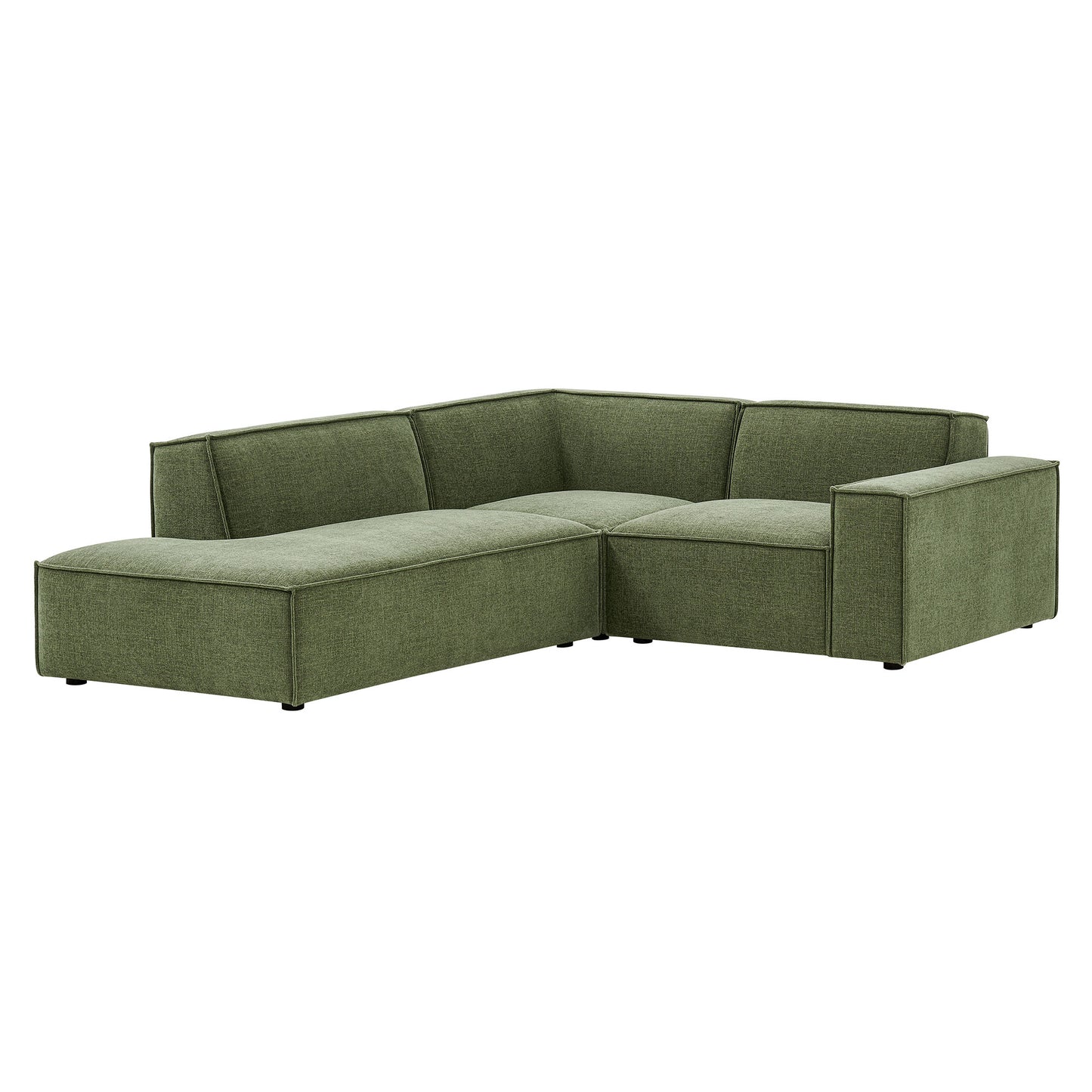 Atlas 3-Piece Performance Fabric Upholstered Modular L-Shaped Sectional Sofa in Foliage