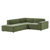 Atlas 3-Piece Performance Fabric Upholstered Modular L-Shaped Sectional Sofa in Foliage