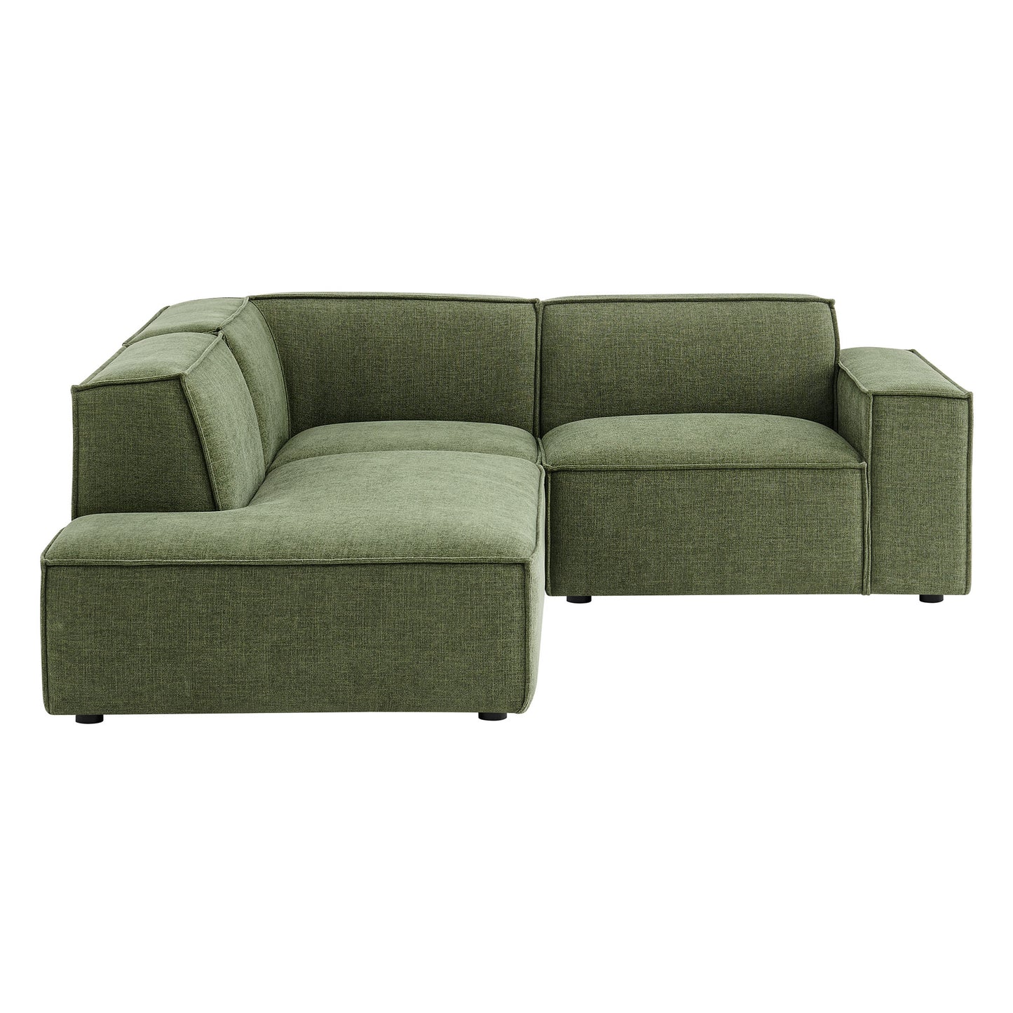 Atlas 3-Piece Performance Fabric Upholstered Modular L-Shaped Sectional Sofa in Foliage