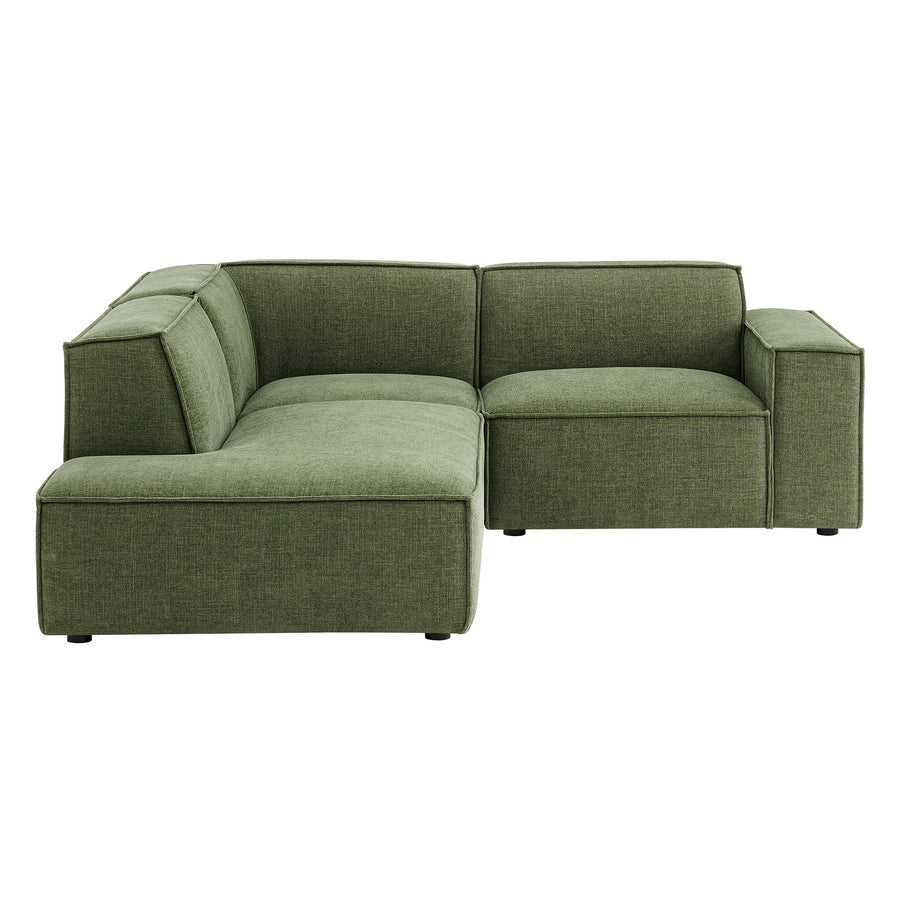 Atlas 3-Piece Performance Fabric Upholstered Modular L-Shaped Sectional Sofa in Foliage