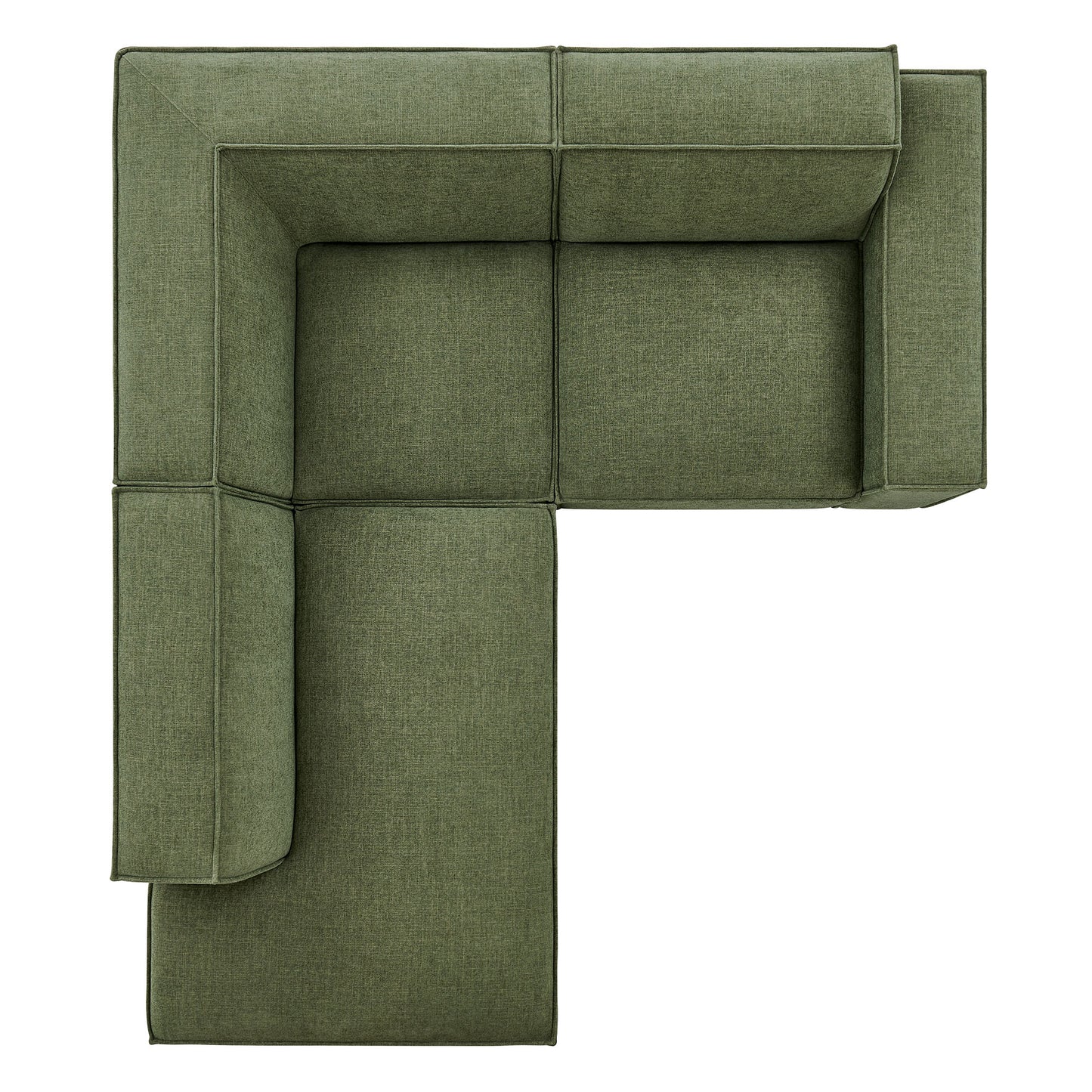 Atlas 3-Piece Performance Fabric Upholstered Modular L-Shaped Sectional Sofa in Foliage