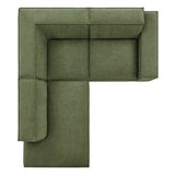 Atlas 3-Piece Performance Fabric Upholstered Modular L-Shaped Sectional Sofa in Foliage