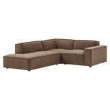 Atlas 3-Piece Performance Fabric Upholstered Modular L-Shaped Sectional Sofa in Mocha