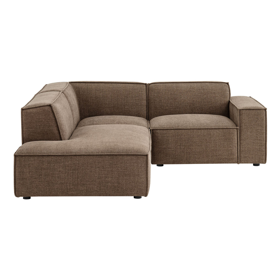 Atlas 3-Piece Performance Fabric Upholstered Modular L-Shaped Sectional Sofa in Mocha
