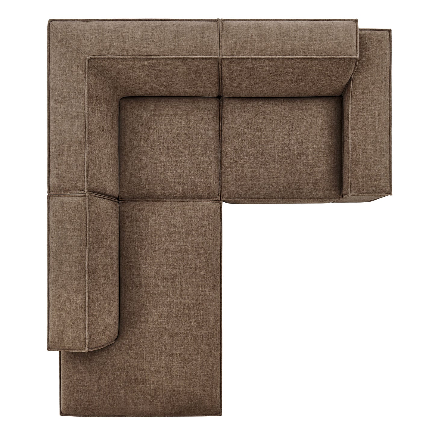 Atlas 3-Piece Performance Fabric Upholstered Modular L-Shaped Sectional Sofa in Mocha