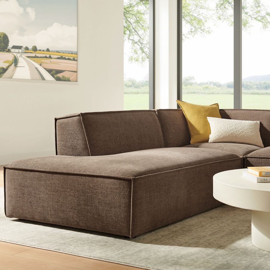 Atlas 3-Piece Performance Fabric Upholstered Modular L-Shaped Sectional Sofa in Mocha