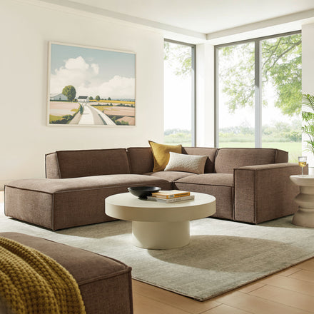 Restore 3-Piece Performance Fabric Upholstered Modular L-Shaped Sectional Sofa in Mocha