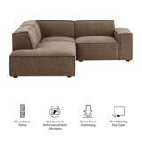 Atlas 3-Piece Performance Fabric Upholstered Modular L-Shaped Sectional Sofa in Mocha