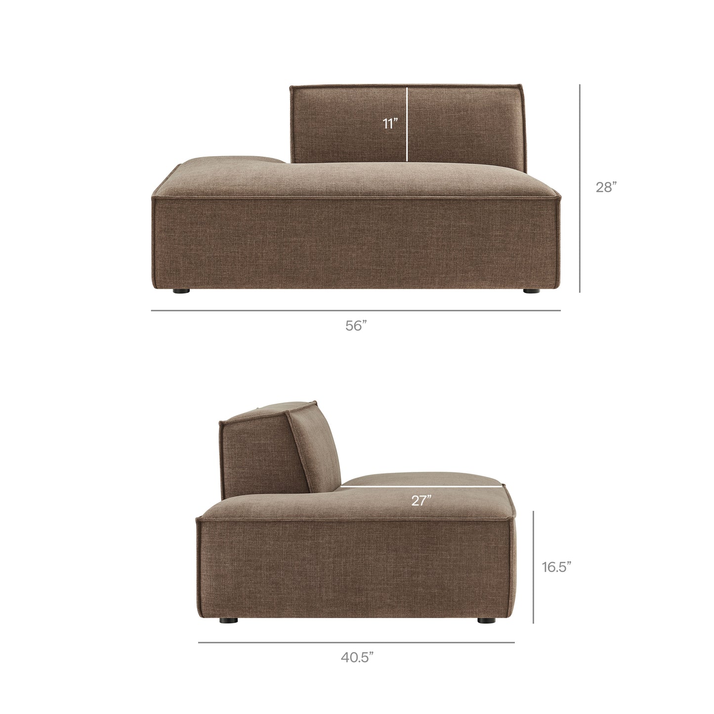 Atlas 3-Piece Performance Fabric Upholstered Modular L-Shaped Sectional Sofa in Mocha