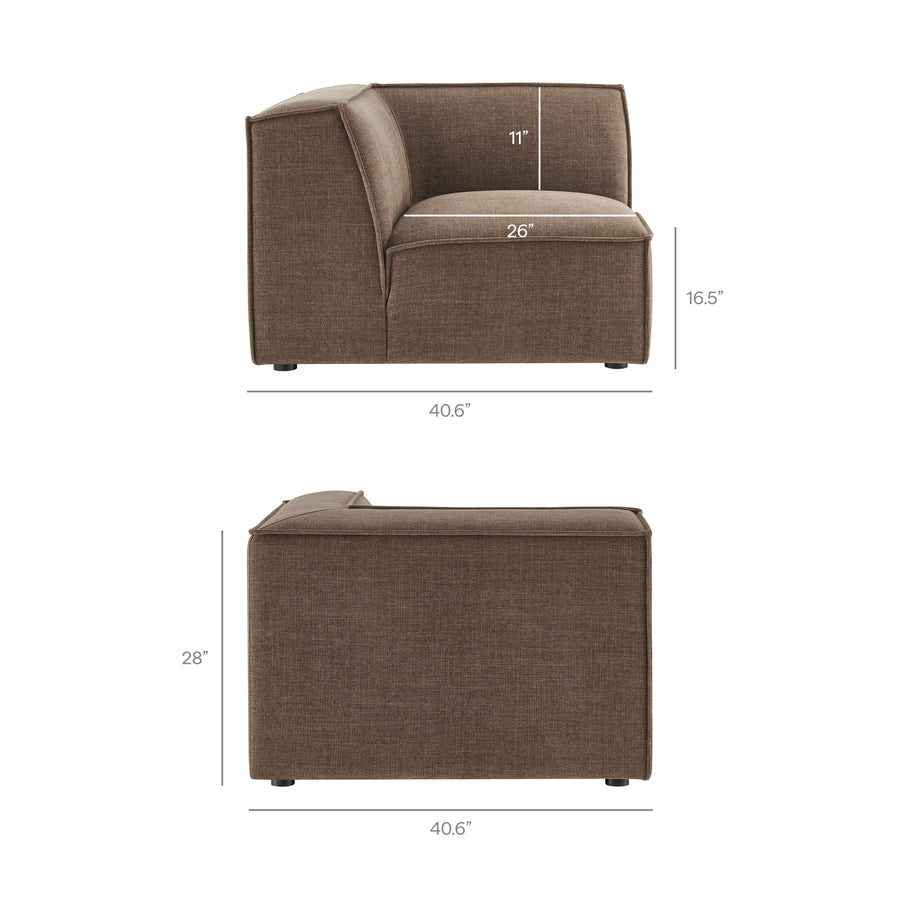 Atlas 3-Piece Performance Fabric Upholstered Modular L-Shaped Sectional Sofa in Mocha