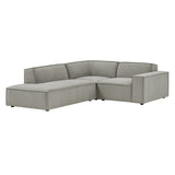 Atlas 3-Piece Performance Fabric Upholstered Modular L-Shaped Sectional Sofa in Pewter