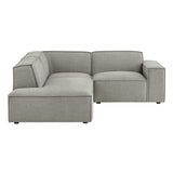 Atlas 3-Piece Performance Fabric Upholstered Modular L-Shaped Sectional Sofa in Pewter