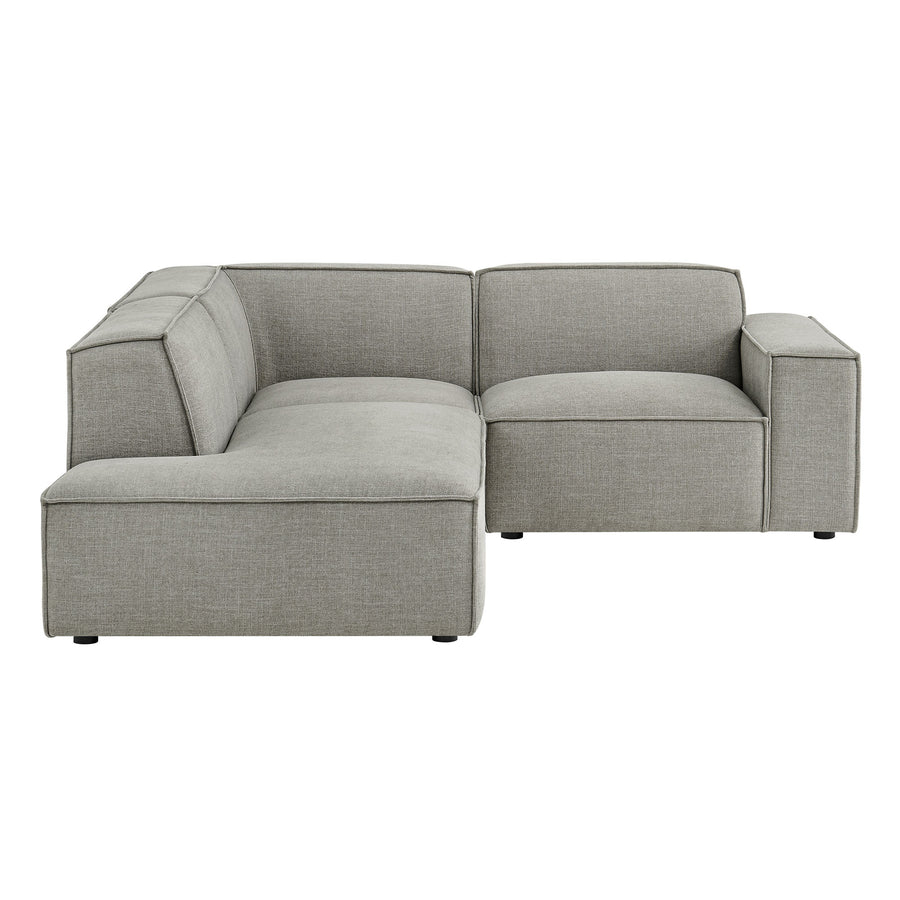 Atlas 3-Piece Performance Fabric Upholstered Modular L-Shaped Sectional Sofa in Pewter