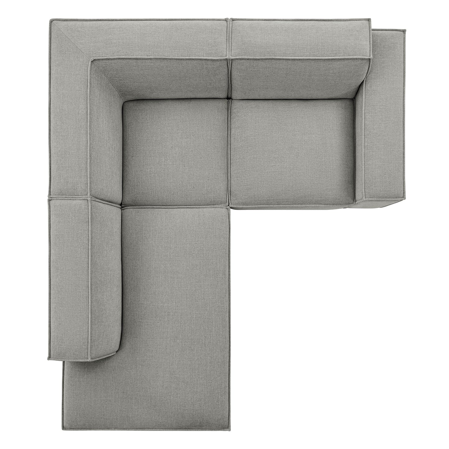 Atlas 3-Piece Performance Fabric Upholstered Modular L-Shaped Sectional Sofa in Pewter