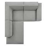 Atlas 3-Piece Performance Fabric Upholstered Modular L-Shaped Sectional Sofa in Pewter