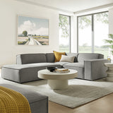 Atlas 3-Piece Performance Fabric Upholstered Modular L-Shaped Sectional Sofa in Pewter