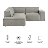 Atlas 3-Piece Performance Fabric Upholstered Modular L-Shaped Sectional Sofa in Pewter