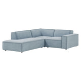 Atlas 3-Piece Performance Fabric Upholstered Modular L-Shaped Sectional Sofa in Sky