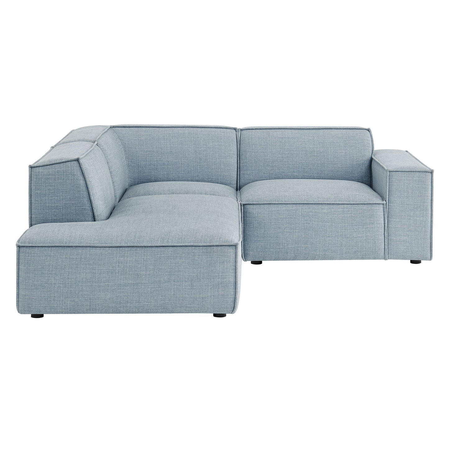 Atlas 3-Piece Performance Fabric Upholstered Modular L-Shaped Sectional Sofa in Sky