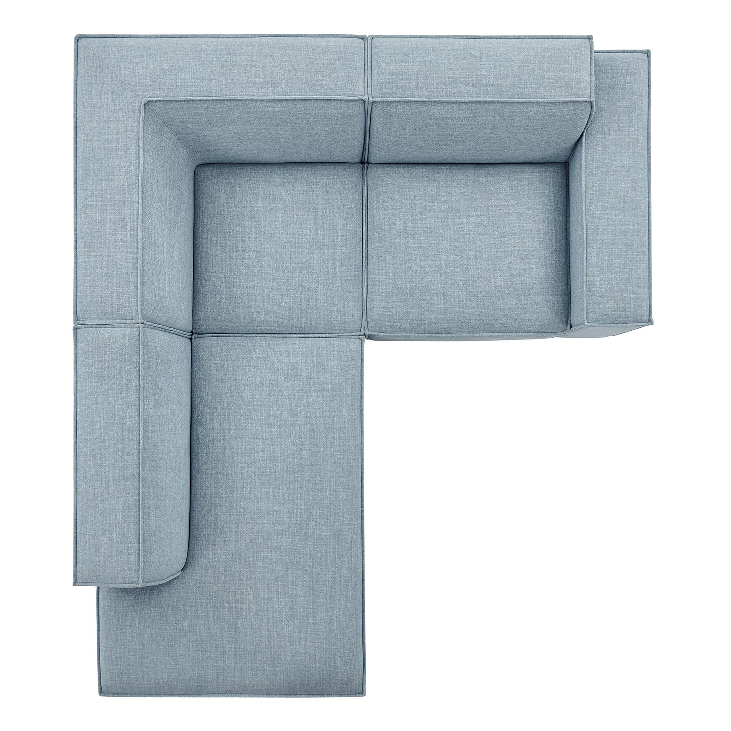 Atlas 3-Piece Performance Fabric Upholstered Modular L-Shaped Sectional Sofa in Sky