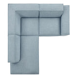 Atlas 3-Piece Performance Fabric Upholstered Modular L-Shaped Sectional Sofa in Sky