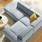 Atlas 3-Piece Performance Fabric Upholstered Modular L-Shaped Sectional Sofa in Sky