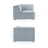 Atlas 3-Piece Performance Fabric Upholstered Modular L-Shaped Sectional Sofa in Sky