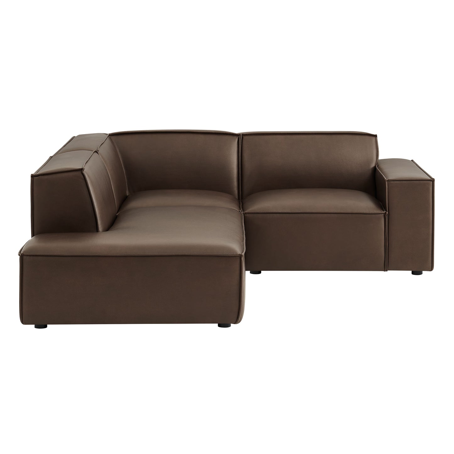 Atlas 3-Piece Vegan Leather Modular L-Shaped Sectional Sofa in Espresso