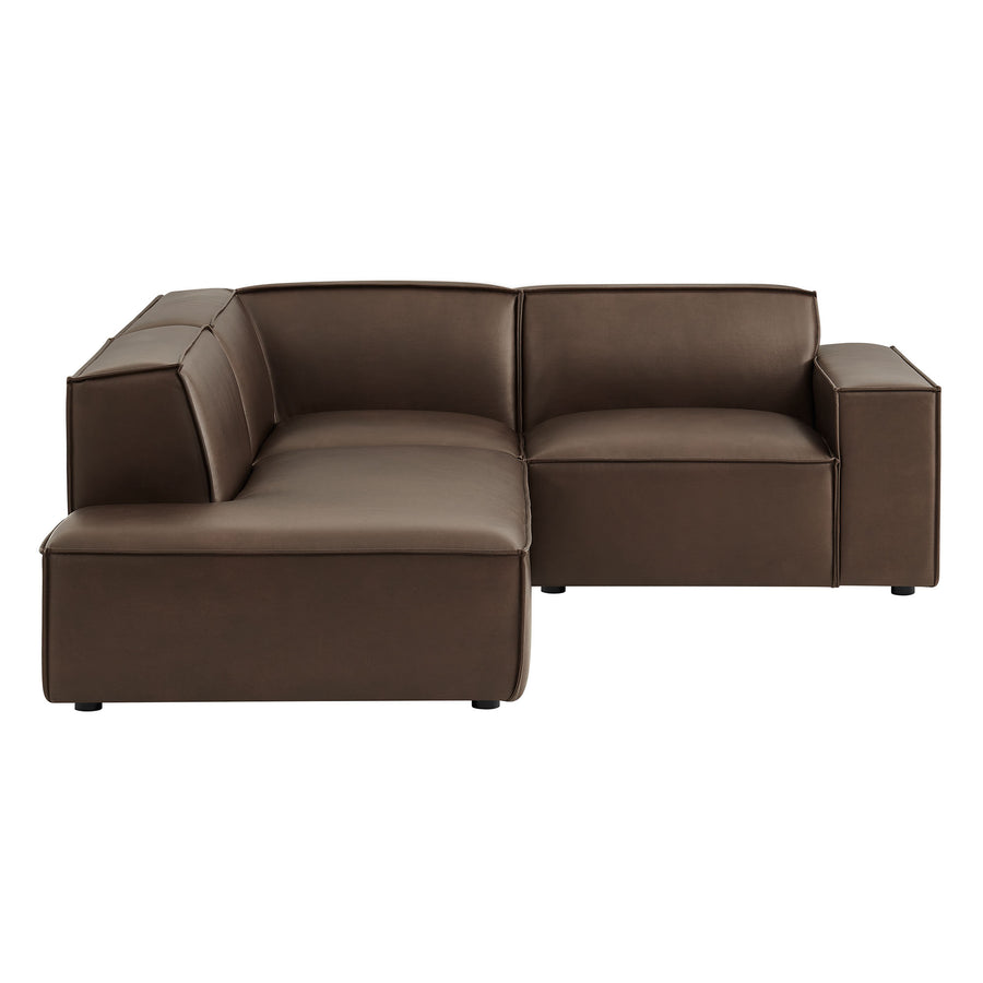 Atlas 3-Piece Vegan Leather Modular L-Shaped Sectional Sofa in Espresso