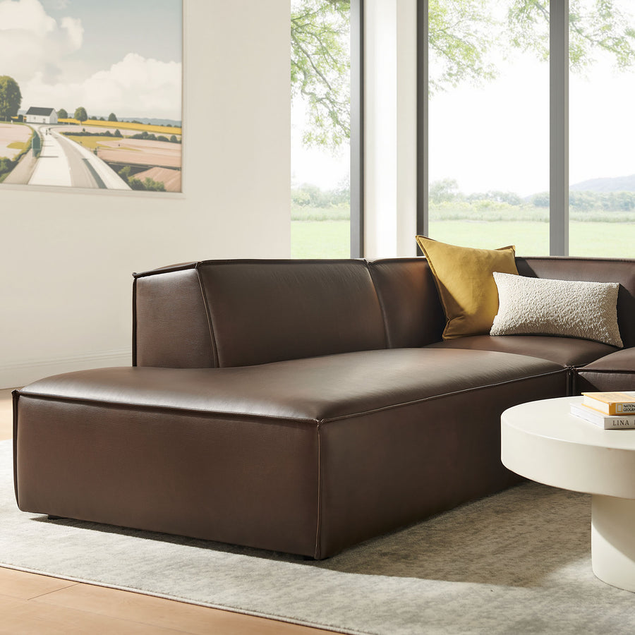 Atlas 3-Piece Vegan Leather Modular L-Shaped Sectional Sofa in Espresso