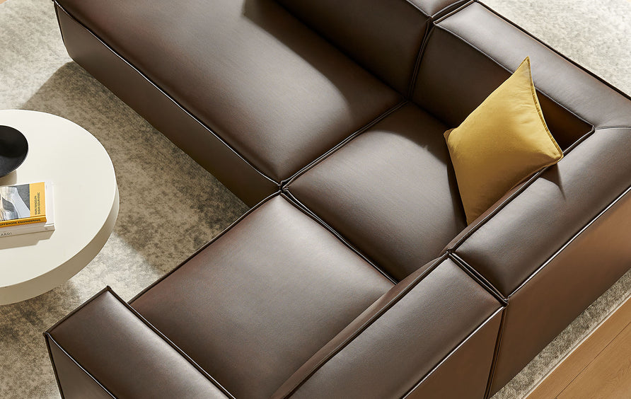 Atlas 3-Piece Vegan Leather Modular L-Shaped Sectional Sofa in Espresso