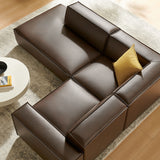 Atlas 3-Piece Vegan Leather Modular L-Shaped Sectional Sofa in Espresso