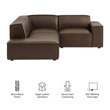 Atlas 3-Piece Vegan Leather Modular L-Shaped Sectional Sofa in Espresso