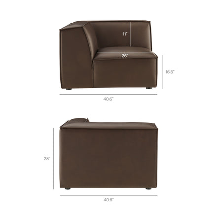 Restore 3-Piece Vegan Leather Modular L-Shaped Sectional Sofa in Espresso