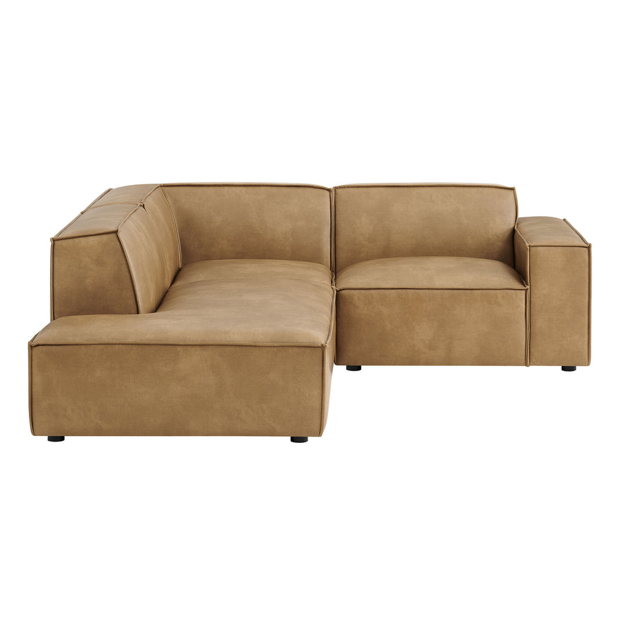 Atlas 3-Piece Vegan Leather Modular L-Shaped Sectional Sofa in Toast